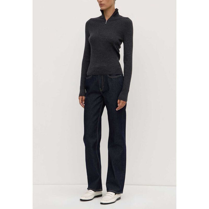 Assembly Label Laine Quarter Zip Wool Knit Charcoal Marle image number 3